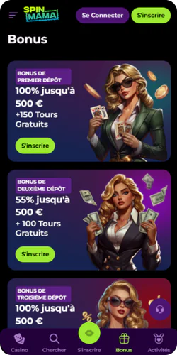 Spinmama Casino promotions offertes par notre plateforme